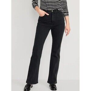 Old Navy Higher High Rise Flare Jeans Womens 4 Black Cotton Stretch NEW
